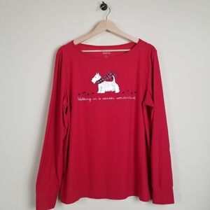 Croft & Barrow Intimates Walking In A Winter Wonderland Long Sleeve Top L NWOT